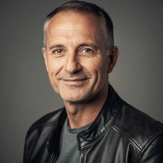 portrait de jean-pierre leroux visage souriant fond neutre